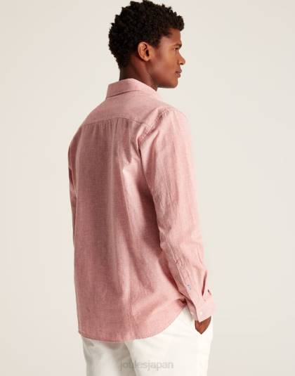 衣服 jp Joules 男性 ティルフォード リネンブレンド クラシックフィット シャツ ピンクの千鳥格子 46RH171
