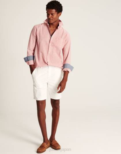 衣服 jp Joules 男性 ティルフォード リネンブレンド クラシックフィット シャツ ピンクの千鳥格子 46RH171