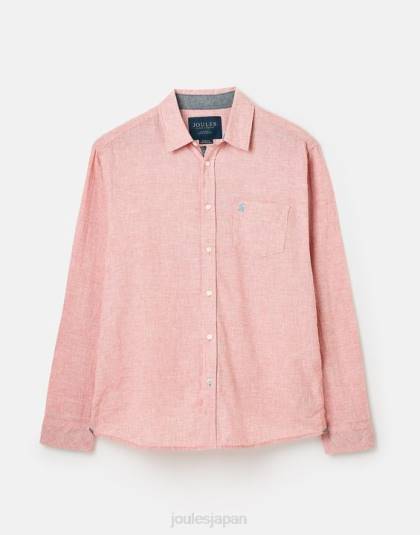 衣服 jp Joules 男性 ティルフォード リネンブレンド クラシックフィット シャツ ピンクの千鳥格子 46RH171