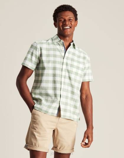 衣服 jp Joules 男性 ブレーカーリネンシャツ グリーンギンガムチェック 46RH175