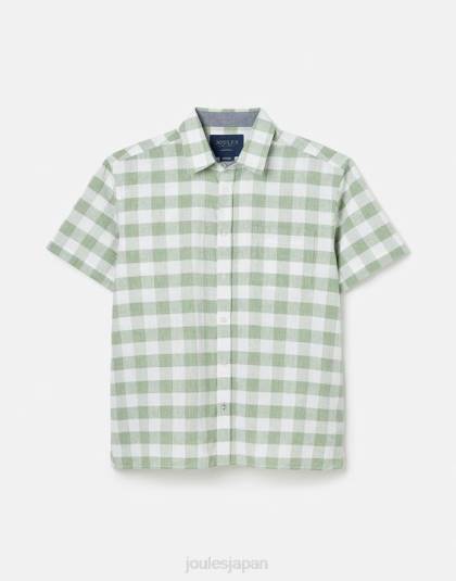衣服 jp Joules 男性 ブレーカーリネンシャツ グリーンギンガムチェック 46RH175