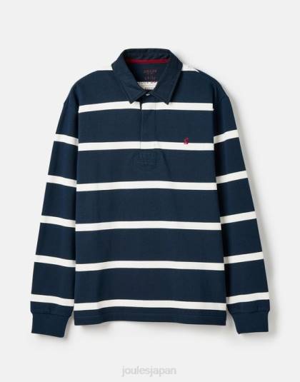 衣服 jp Joules 男性 オンサイドラグビーシャツ ネイビークリームストライプ 46RH178