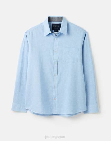 衣服 jp Joules 男性 ティルフォード リネンブレンド クラシックフィット シャツ 青い千鳥格子 46RH185