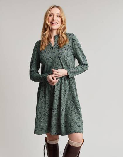 衣服 jp Joules 女性 オーロラ ジップダウン ジャージードレス 月桂樹のヒョウ 46RH19