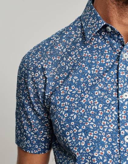衣服 jp Joules 男性 ロイドクラシックフィットプリントシャツ 青い頭が変な 46RH195