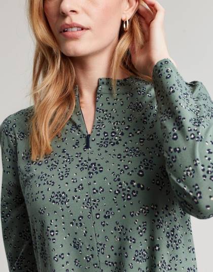 衣服 jp Joules 女性 オーロラ ジップダウン ジャージードレス 月桂樹のヒョウ 46RH19