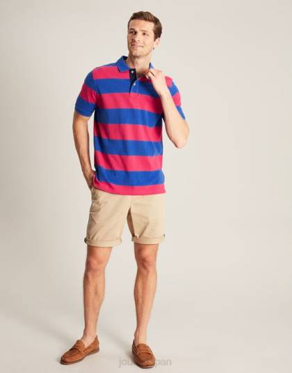 衣服 jp Joules 男性 フィルバートのポロシャツ ミッドブルーピンクストライプ 46RH204