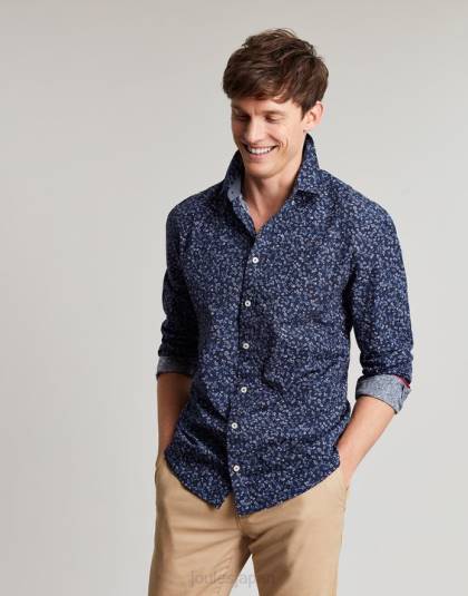 衣服 jp Joules 男性 インビテーションクラシックフィットプリントシャツ ネイビーの頭がおかしい 46RH211