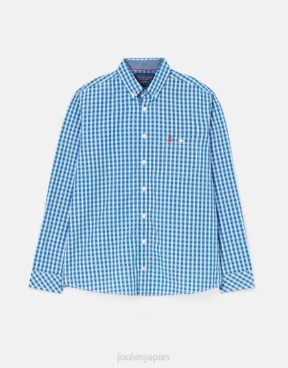 衣服 jp Joules 男性 アボット クラシック フィット ピーチ ポプリン シャツ ブルーギンガムチェック 46RH212