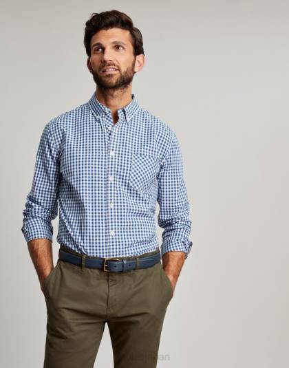 衣服 jp Joules 男性 グッドリッジ クラシック フィット ポプリン シャツ ブルーギンガムチェック 46RH215