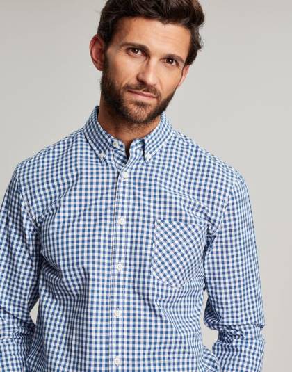 衣服 jp Joules 男性 グッドリッジ クラシック フィット ポプリン シャツ ブルーギンガムチェック 46RH215