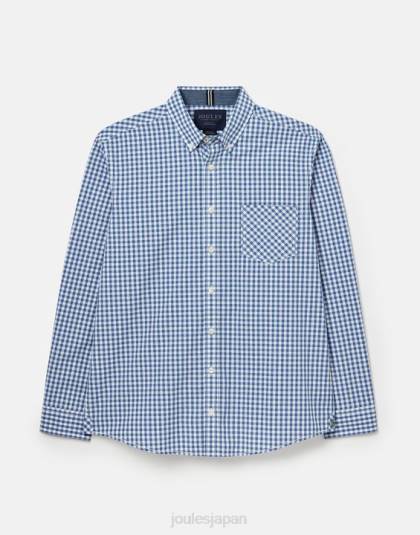 衣服 jp Joules 男性 グッドリッジ クラシック フィット ポプリン シャツ ブルーギンガムチェック 46RH215