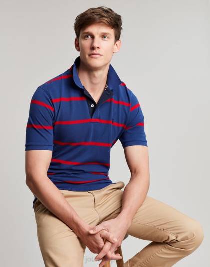 衣服 jp Joules 男性 フィルバートのポロシャツ ネイビーレッドストライプ 46RH217