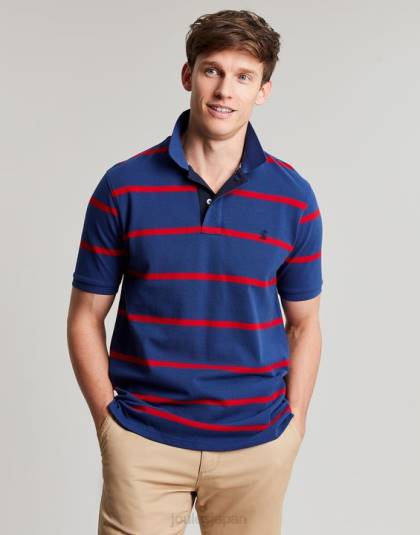衣服 jp Joules 男性 フィルバートのポロシャツ ネイビーレッドストライプ 46RH217