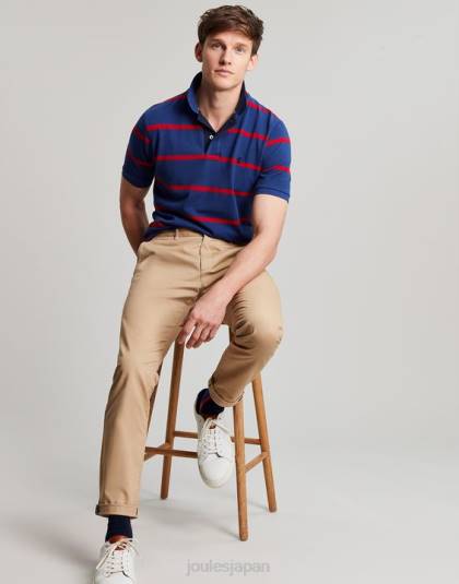 衣服 jp Joules 男性 フィルバートのポロシャツ ネイビーレッドストライプ 46RH217
