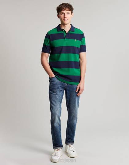 衣服 jp Joules 男性 フィルバートのポロシャツ ネイビーグリーンのストライプ 46RH218