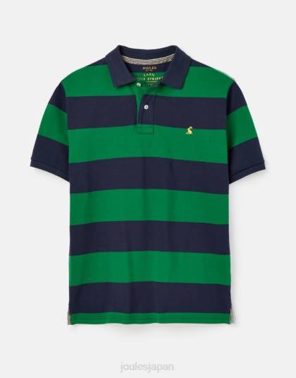 衣服 jp Joules 男性 フィルバートのポロシャツ ネイビーグリーンのストライプ 46RH218