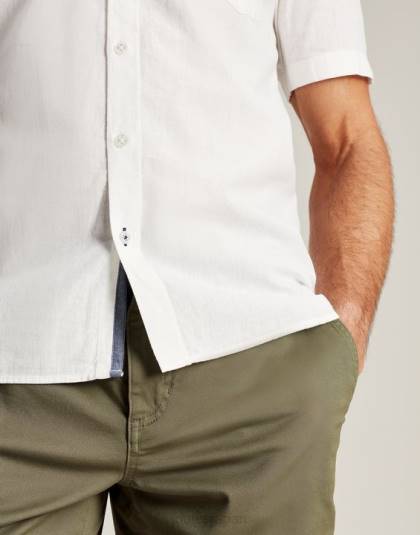 衣服 jp Joules 男性 ブレーカーリネンシャツ 白 46RH219