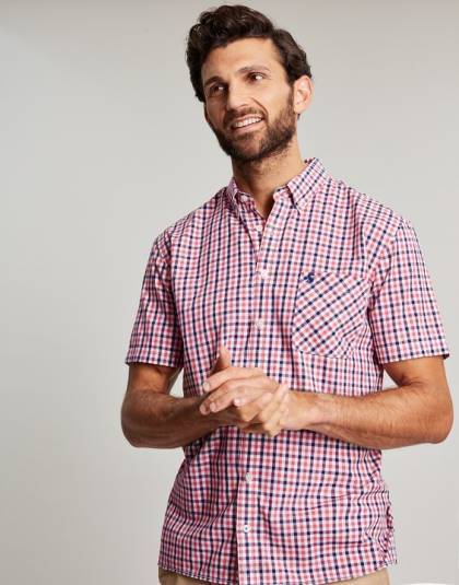 衣服 jp Joules 男性 ウィルソン クラシックフィット チェックシャツ ピンクネイビーギンガムチェック 46RH220