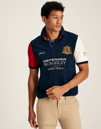 衣服 jp Joules 男性 バーリー半袖ポロシャツ フランス海軍 46RH222