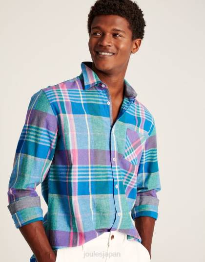 衣服 jp Joules 男性 ベヤード クラシックフィット シャツ ピンクブルーチェック 46RH223