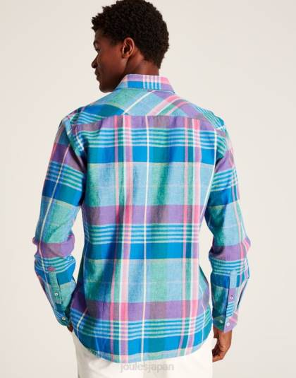 衣服 jp Joules 男性 ベヤード クラシックフィット シャツ ピンクブルーチェック 46RH223
