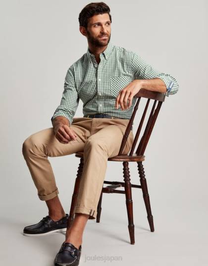 衣服 jp Joules 男性 グッドリッジ クラシック フィット ポプリン シャツ グリーンギンガムチェック 46RH225