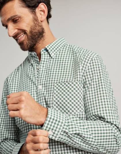 衣服 jp Joules 男性 グッドリッジ クラシック フィット ポプリン シャツ グリーンギンガムチェック 46RH225