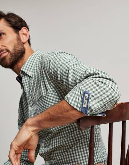衣服 jp Joules 男性 グッドリッジ クラシック フィット ポプリン シャツ グリーンギンガムチェック 46RH225
