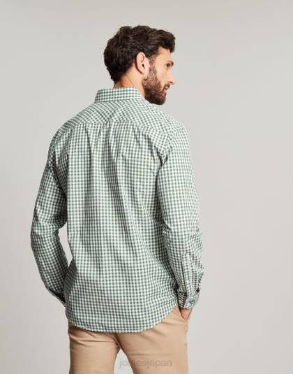 衣服 jp Joules 男性 グッドリッジ クラシック フィット ポプリン シャツ グリーンギンガムチェック 46RH225