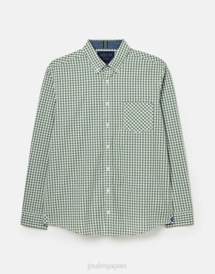 衣服 jp Joules 男性 グッドリッジ クラシック フィット ポプリン シャツ グリーンギンガムチェック 46RH225