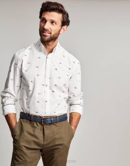 衣服 jp Joules 男性 インビテーションクラシックフィットプリントシャツ 白いアヒル 46RH227
