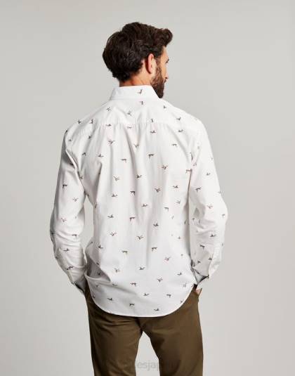 衣服 jp Joules 男性 インビテーションクラシックフィットプリントシャツ 白いアヒル 46RH227