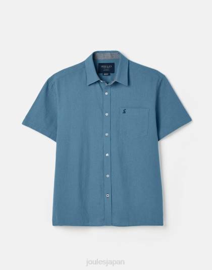 衣服 jp Joules 男性 ブレーカーリネンシャツ 青 46RH228