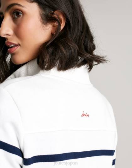 衣服 jp Joules 女性 サウスウォルド ファンネルネック スウェットシャツ ネイビークリームストライプ 46RH22