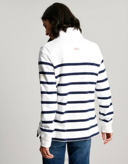 衣服 jp Joules 女性 サウスウォルド ファンネルネック スウェットシャツ ネイビークリームストライプ 46RH22