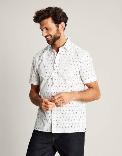 衣服 jp Joules 男性 ロイドクラシックフィットプリントシャツ 白 46RH238