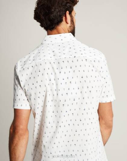 衣服 jp Joules 男性 ロイドクラシックフィットプリントシャツ 白 46RH238