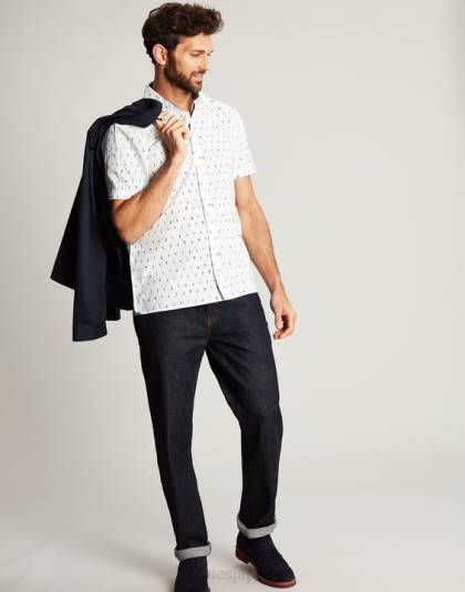 衣服 jp Joules 男性 ロイドクラシックフィットプリントシャツ 白 46RH238
