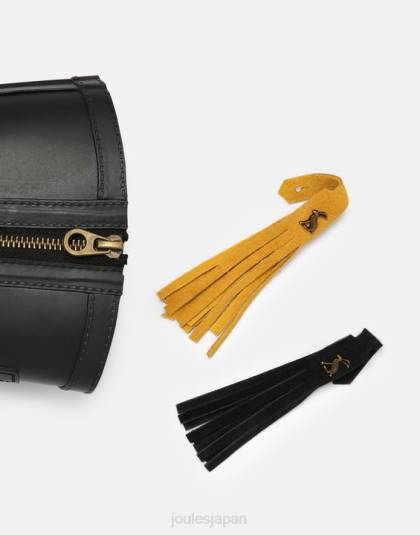 履物 jp Joules 女性 ロザリンド 交換可能なタッセル付きミッドハイトレインブーツ 本当の黒 46RH23