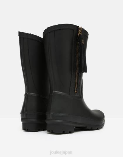 履物 jp Joules 女性 ロザリンド 交換可能なタッセル付きミッドハイトレインブーツ 本当の黒 46RH23