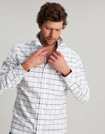 衣服 jp Joules 男性 ウェルフォード 長袖クラシックフィットチェックシャツ ホワイトチェック 46RH241