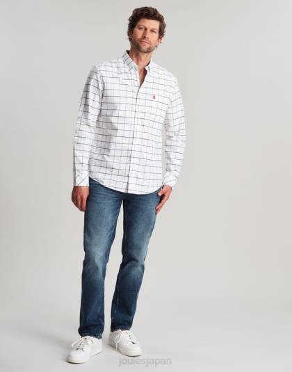 衣服 jp Joules 男性 ウェルフォード 長袖クラシックフィットチェックシャツ ホワイトチェック 46RH241