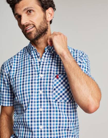 衣服 jp Joules 男性 ウィルソン クラシックフィット チェックシャツ ブルーギンガムチェック 46RH242