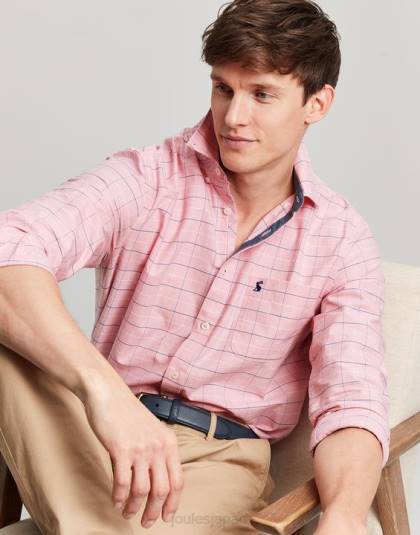 衣服 jp Joules 男性 ウェルフォード 長袖クラシックフィットチェックシャツ ピンクチェック 46RH247