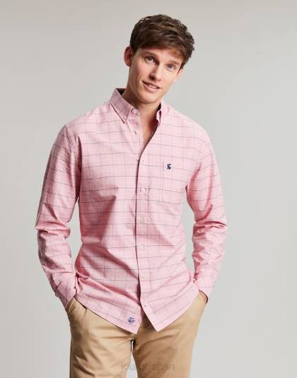 衣服 jp Joules 男性 ウェルフォード 長袖クラシックフィットチェックシャツ ピンクチェック 46RH247