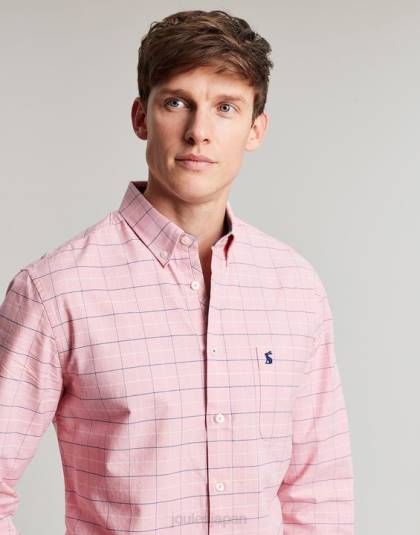 衣服 jp Joules 男性 ウェルフォード 長袖クラシックフィットチェックシャツ ピンクチェック 46RH247