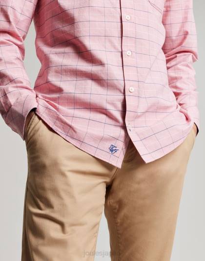 衣服 jp Joules 男性 ウェルフォード 長袖クラシックフィットチェックシャツ ピンクチェック 46RH247