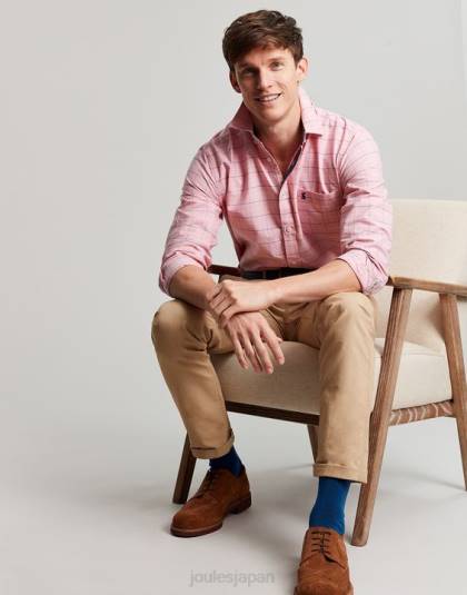 衣服 jp Joules 男性 ウェルフォード 長袖クラシックフィットチェックシャツ ピンクチェック 46RH247