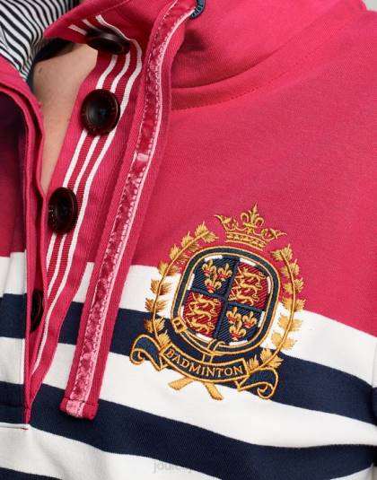 衣服 jp Joules 女性 バドミントン ソーントン ファネルネック スウェットシャツ ピンクネイビーストライプ 46RH28